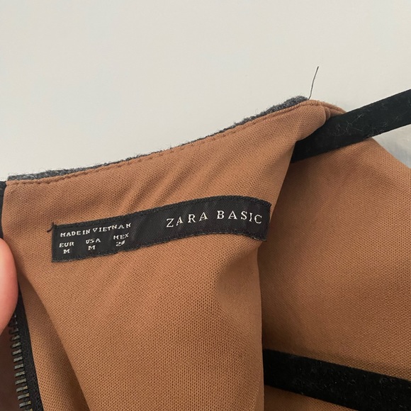 ZARA Basic Dark Grey Wool Aline Mini Dress - Picture 9 of 10